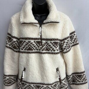 Faherty B Yellowtail Pullover Sherpa Cedar Ridge Quarter Zip Size M Cozy Winter